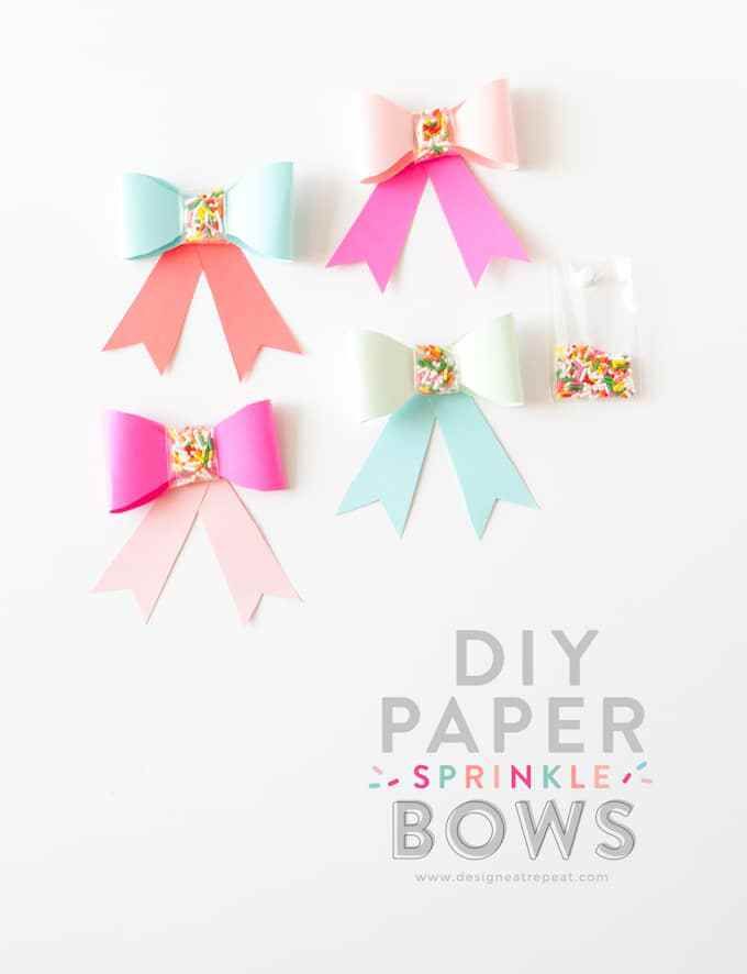 Use this free printable template to make these adorable DIY Paper SPRINKLE bows!...