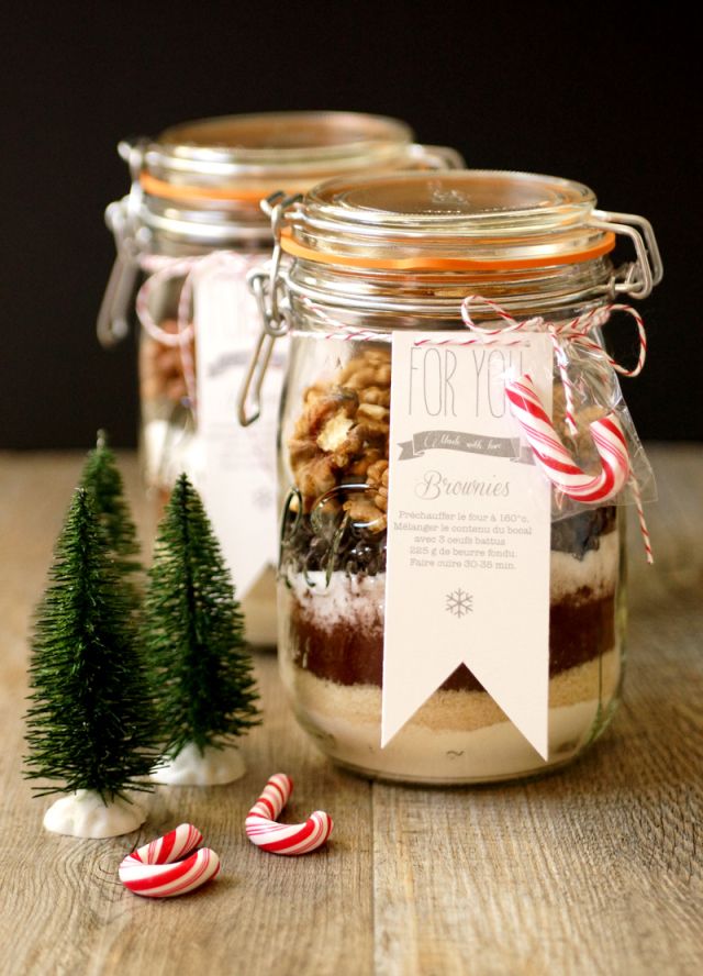 Brownies maison en bocaux: le cadeau de Noël parfait !