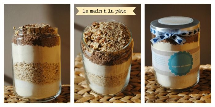 kit pour génoisette : un mélange à gâteau, un bocal, une étiquette explicat...