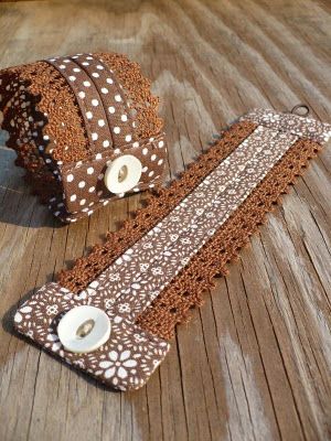Lace, fabric, & button bracelet  Primary Montessori idea:  - alternative to usin...