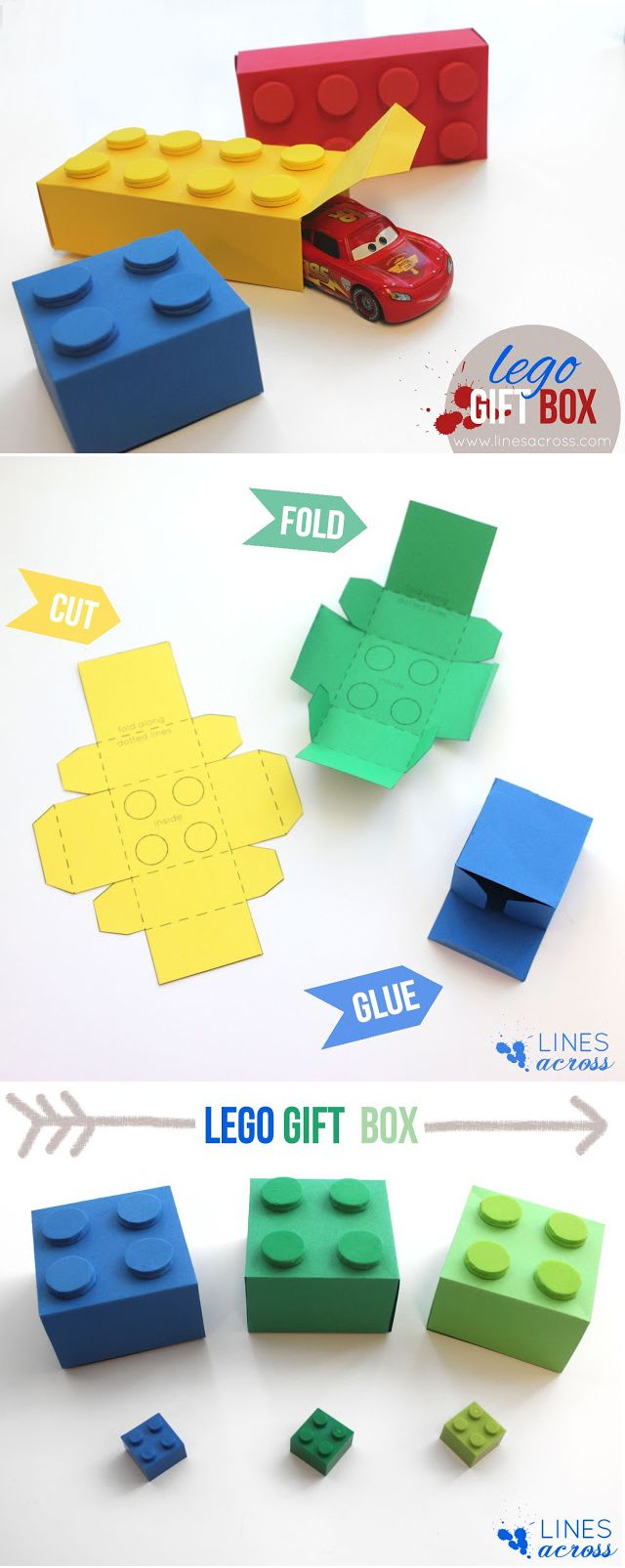 Lego gift box - with free templates from Lines Across