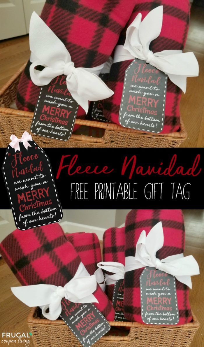 Free Printable Fleece Navidad Gift Tag - pair with an adorable fleece blanket. T...