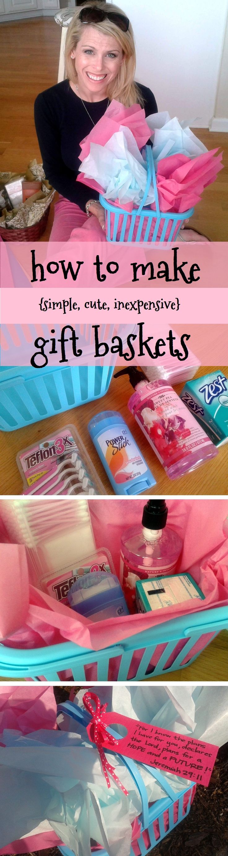 how to put together an easy, cheap, cute gift basket {this one cost ~ six $ tota...