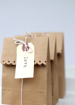 brown paper bags... Super cute gift wrap idea