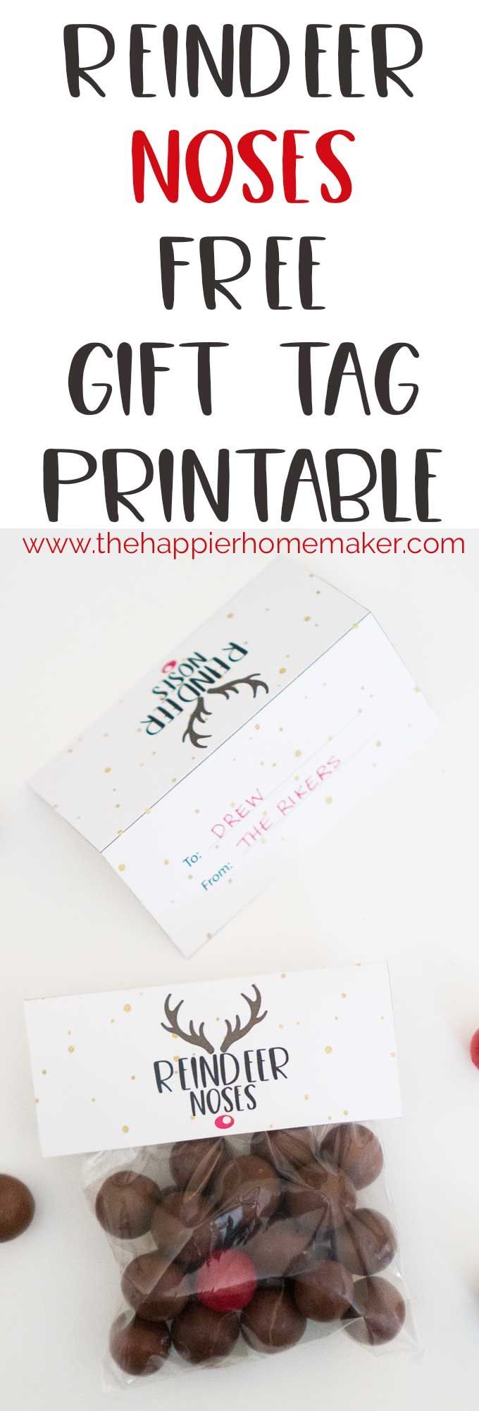 Free reindeer nose printable gift tags are an easy DIY Christmas gift that kids ...