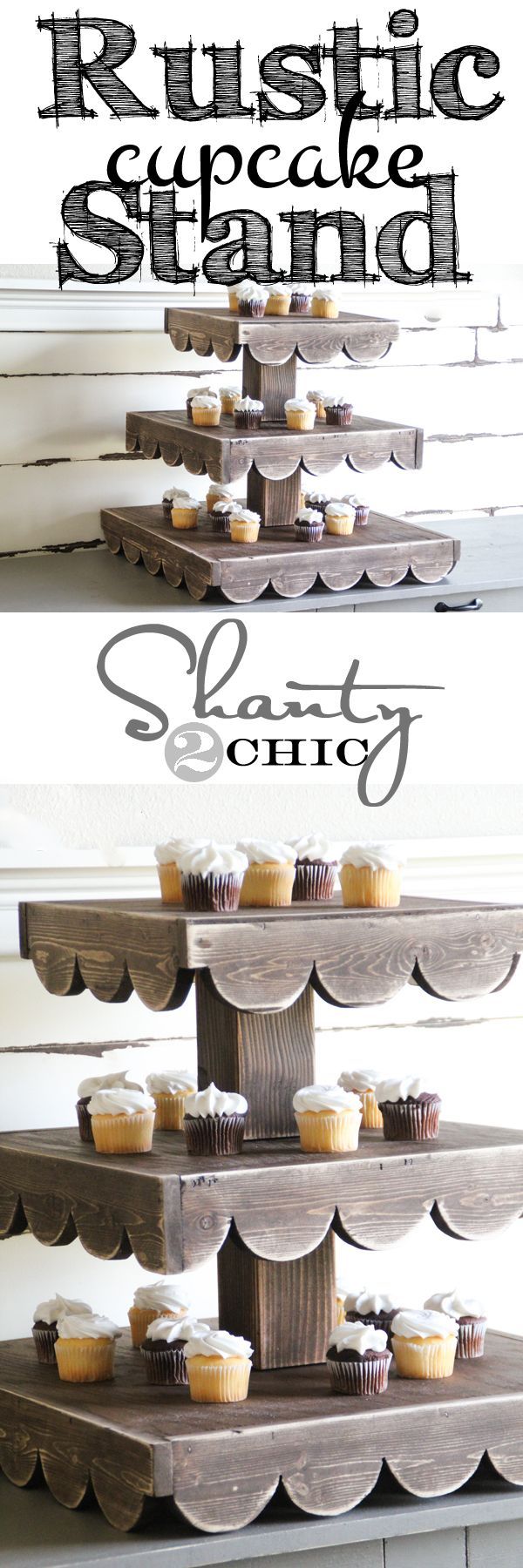 Love this Rustic Cupcake Stand! Build it with Free Printable Plans! Perfect for ...