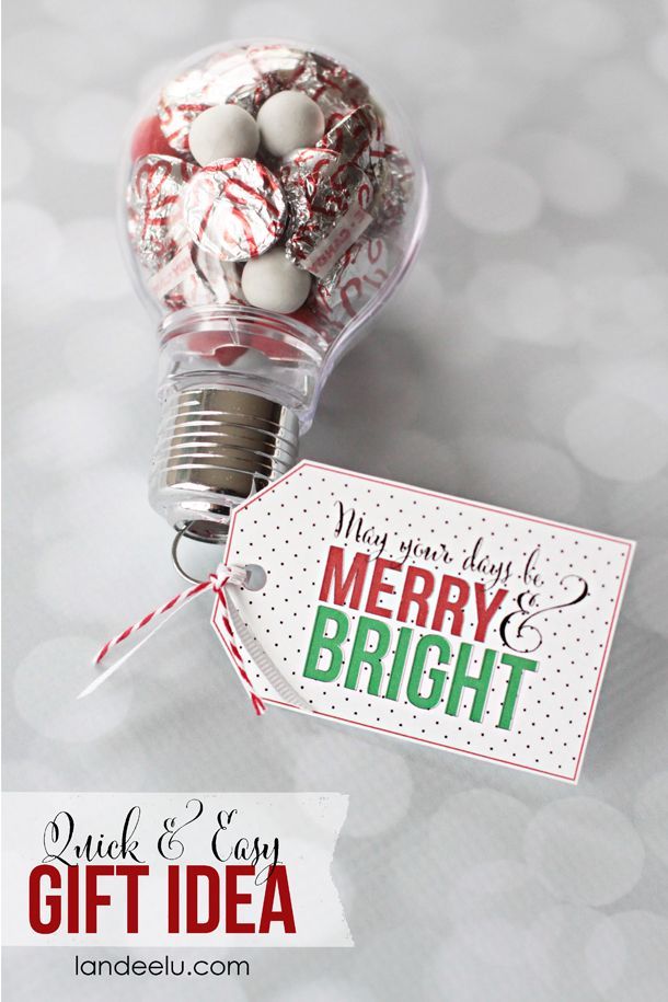 Merry and Bright Gift Idea with Printable Tag  | landeelu.com  Would be perfect ...
