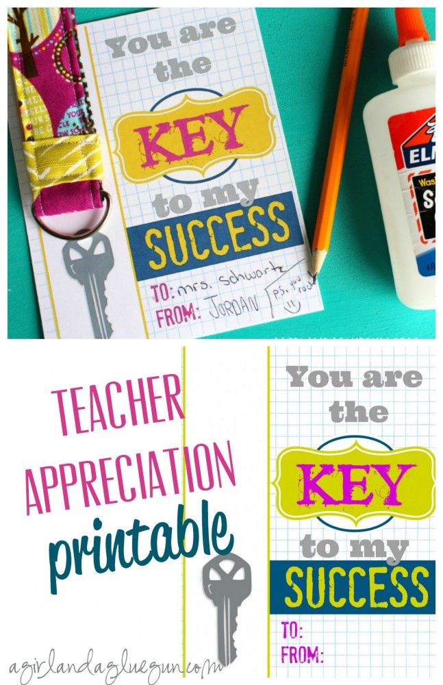 Key to my success–free teacher printables with keychain