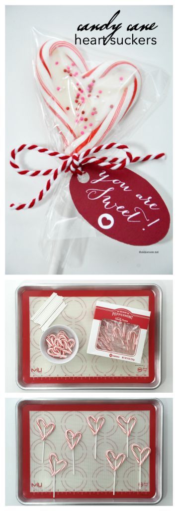 Valentine's Day | Mini Candy Cane Heart Suckers are so easy to make and are ...
