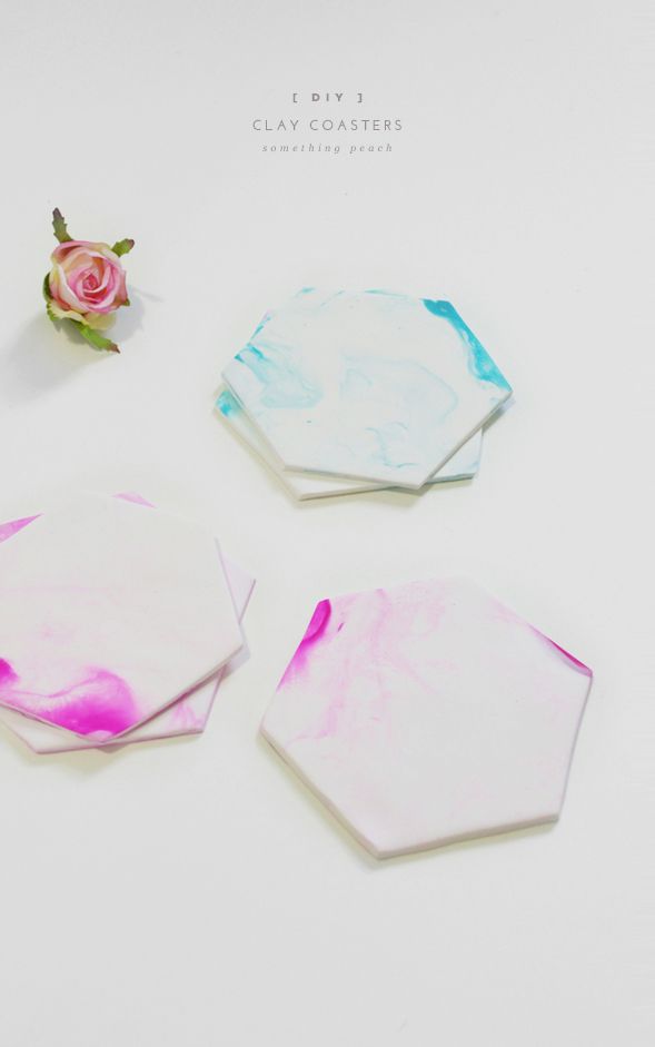beautiful clay coasters. this idea can also be used for other projects