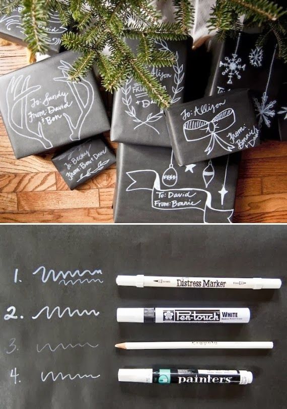 Chalkboard gift wrapping idea