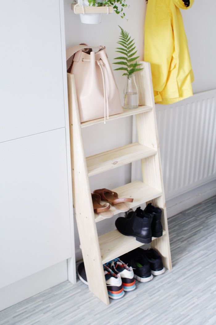 DIY Ladder Shelf - cute idea for small space storage