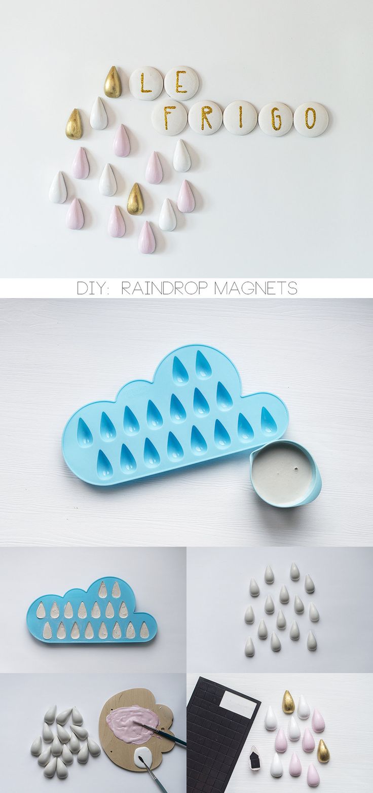DIY plaster raindrop magnets