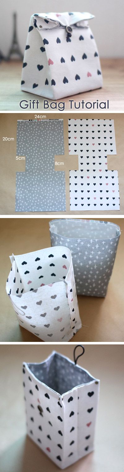 Traditional-style Fabric Gift Bags Instructions DIY step-by-step tutorial. www.h...