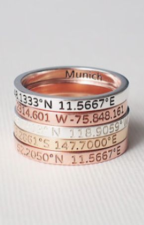 beautiful coordinate rings use for bridesmaids gifts using the coordinates of wh...