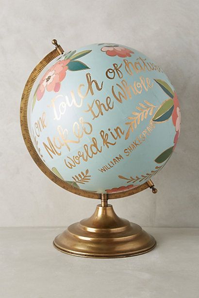 Beautiful hand painted globe, with great Shakespeare quote 