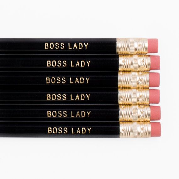 BOSS LADY pencils. Black pencils. Gold foiled pencils. Cute pencils. Funny penci...