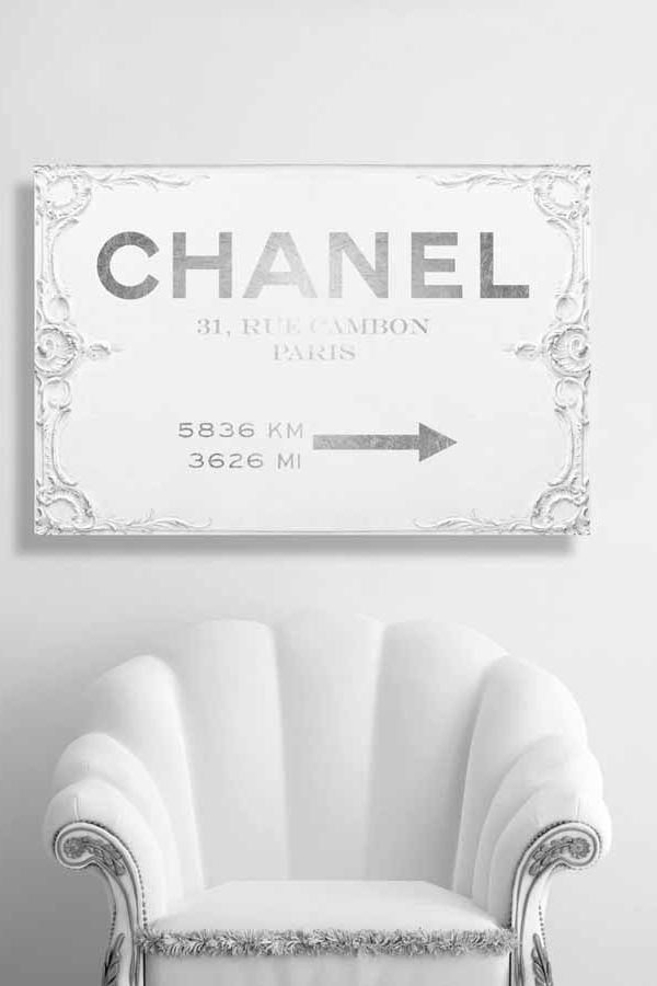 Couture Sign 'Chanel' by Art Remedy Typography Wrapped on Canvas Silver ...