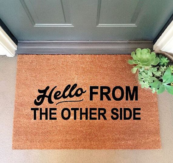 hello from the other side door welcome mat - perfect gift for her.