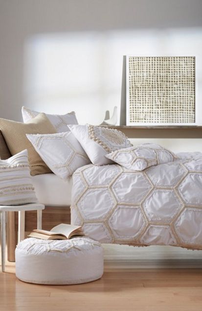 Honeycomb inspired bedding.  love, love, love!