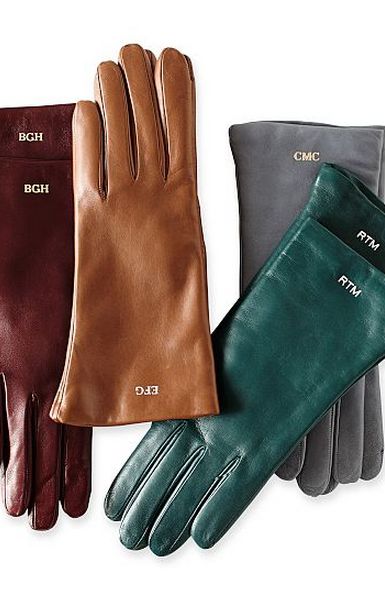 Italian leather gloves with optional monogram
