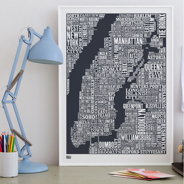 Bold & Noble New York City typographic map print