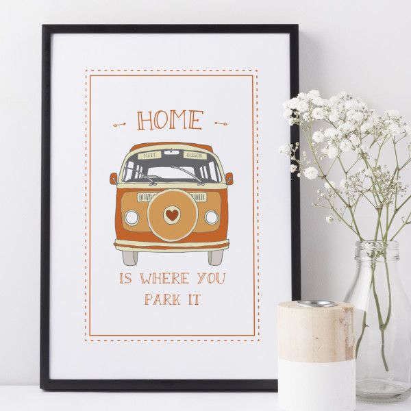 Home is where you park it camper van print (various colours)