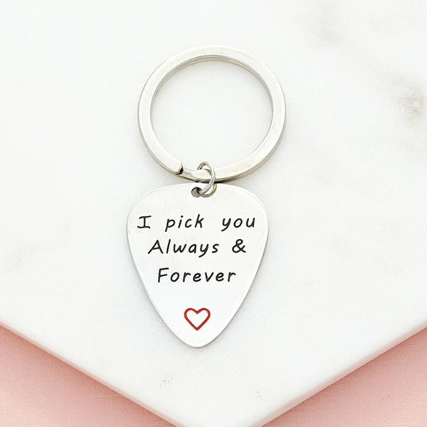 I pick you always and forever engraved keyring in silver