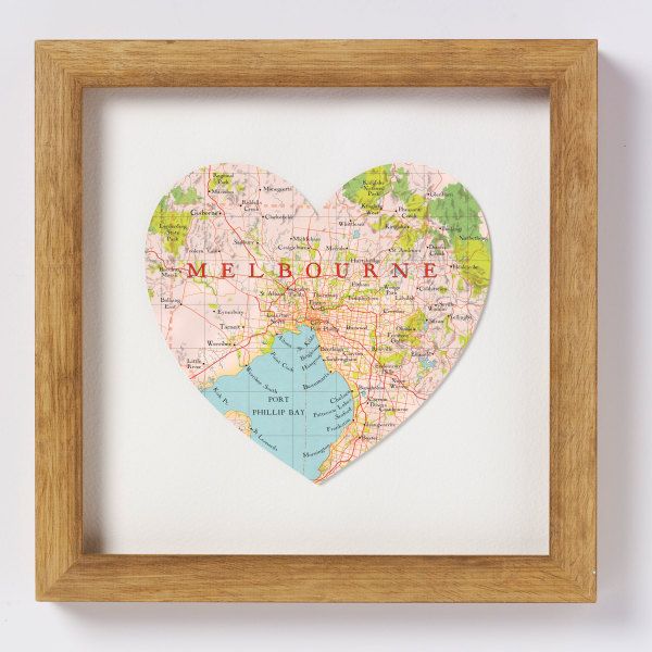 Melbourne map heart print