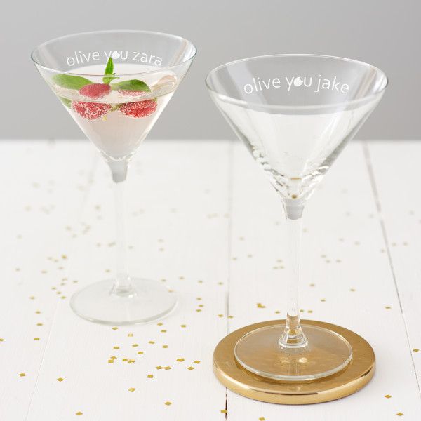 Personalised 'Olive You' Martini Glass