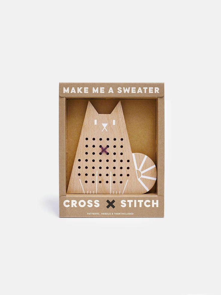 Cross Stitch Cat wooden toy