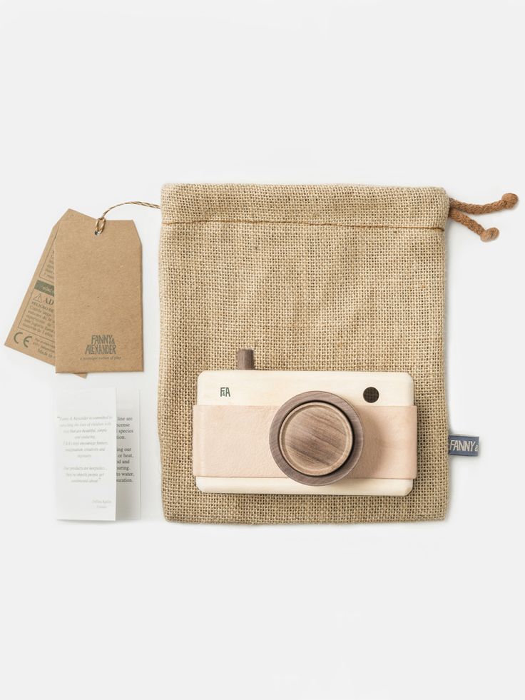 Pink leather wooden camera