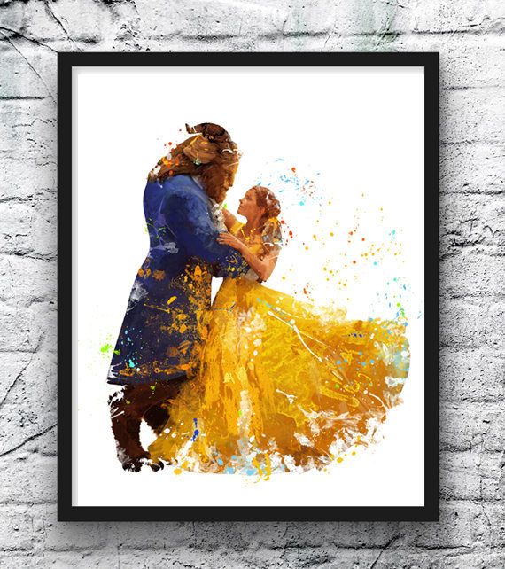 Beauty and the Beast Watercolor Print. This prints are reproductions of my artwo...