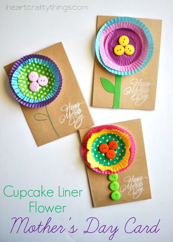 Bright and Cheerful Kid-Made Mother's Day Flower Card made from cupcake liners. ...