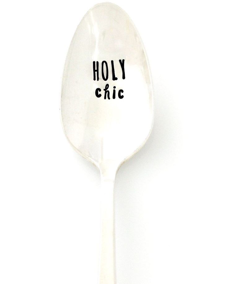 Holy Chic hand stamped spoon from Milk & Honey Luxuries. American made Martha St...