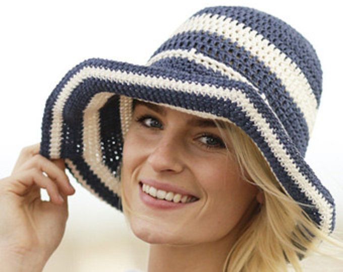 La Bottega di Chiccò italian summer hat in white and denim blue. From Etsy.