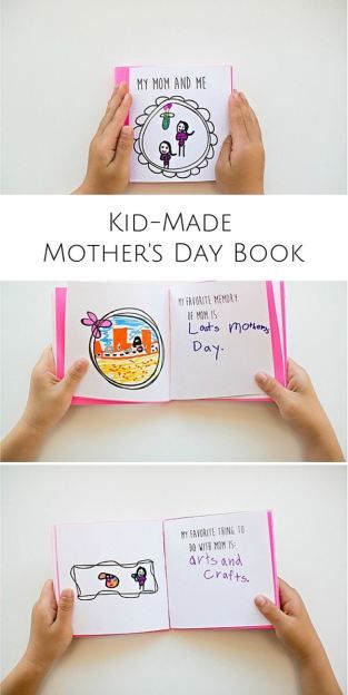 Make a sweet and thoughtful kid-made Mother's Day book with 12 free printabl...