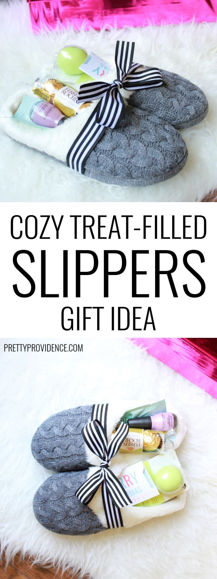 Slippers make a great gift and they are even better when filled with little trea...