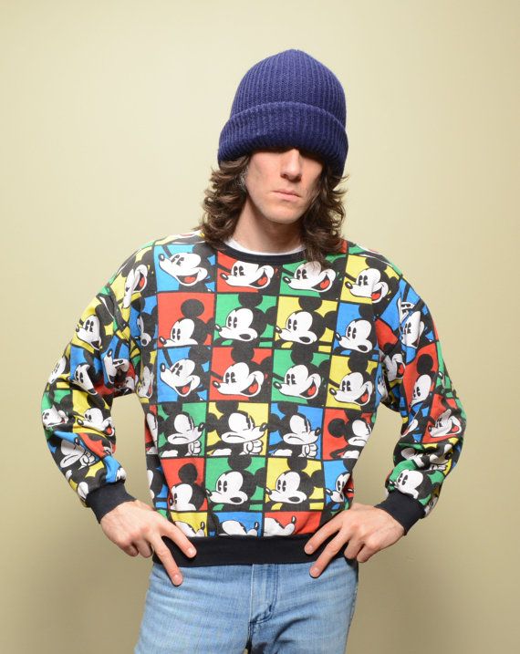 Vintage 1980s 1990s Mickey Mouse sweatshirt allover print filmstrip sweatshirt D...