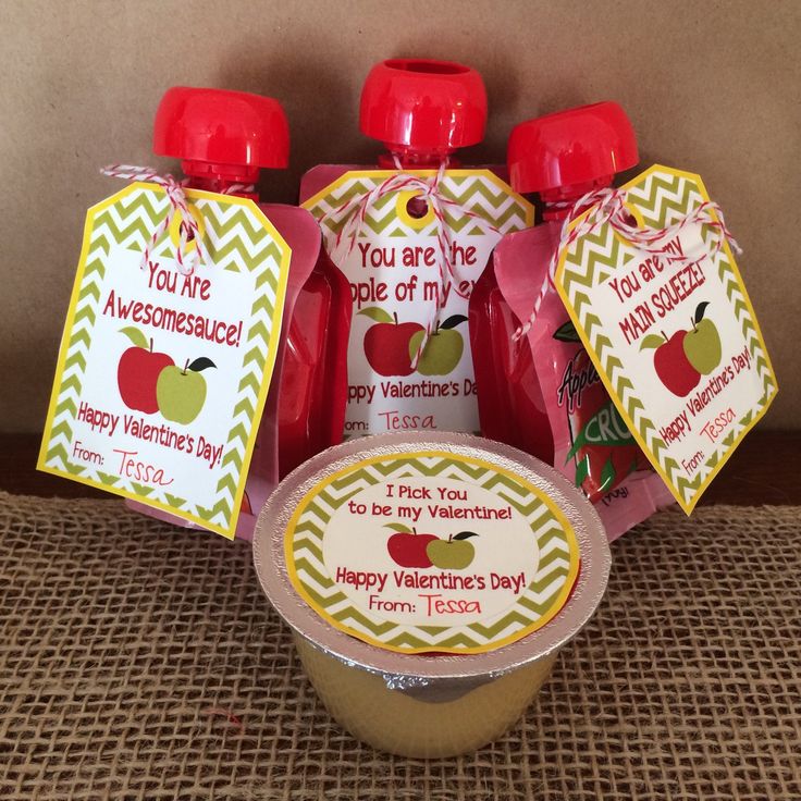 Applesauce Valentine's Day Cards by LilacsAndCharcoal on Etsy. Toddler Valen...