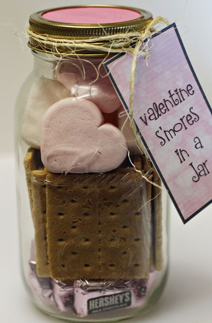 Homemade Valentines Day Gifts in a Jar - Smores in a Jar - DIY Valentines Day…