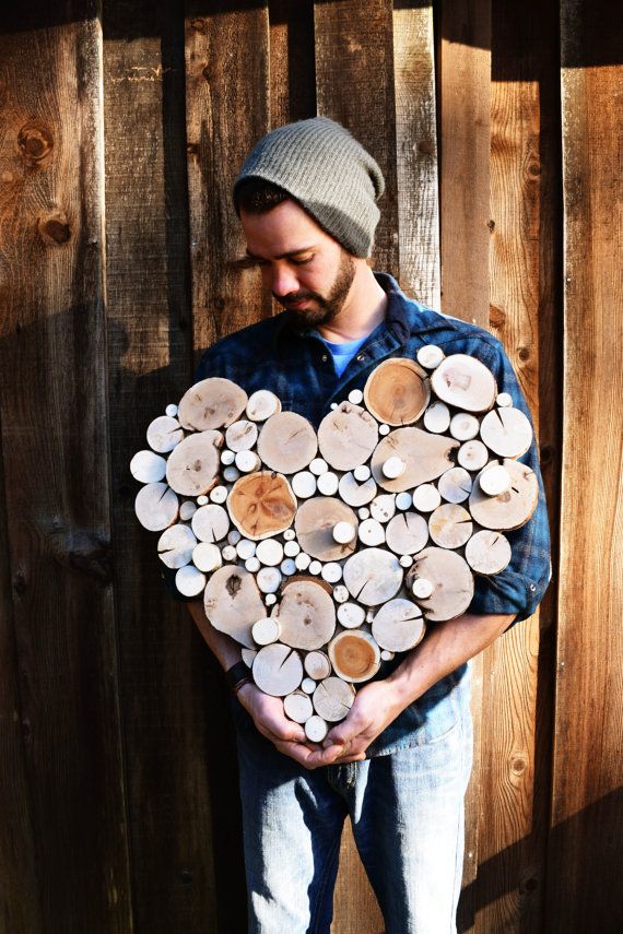 Recycled wood Tree Slice Sculpture, Made to order, Wall sculpture, Heart, Valent...