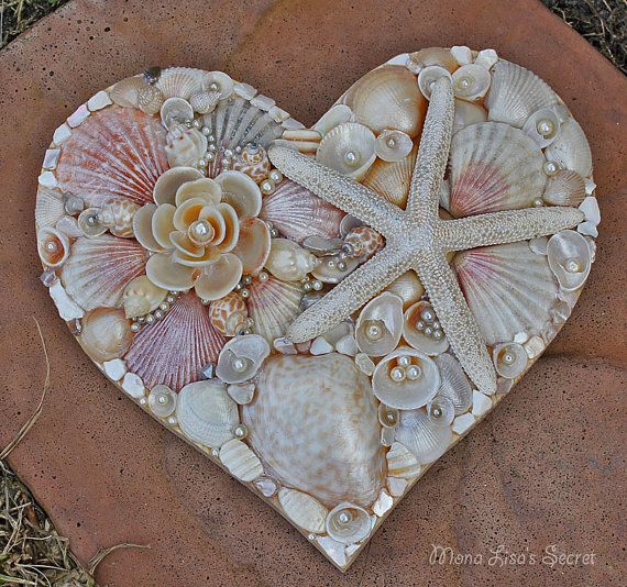 Seashell Heart, Beach Wedding Decor, Seashell Decoration, Coastal Decor, Heart M...