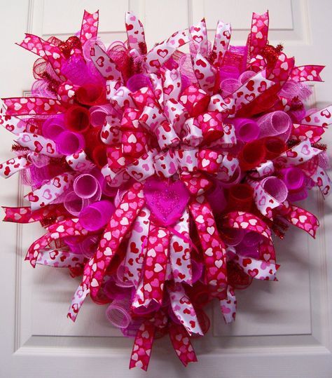 Valentine Wreath,Valentine Mesh Wreath,Heart Wreath,Valentine Gift,Valentine&#39...