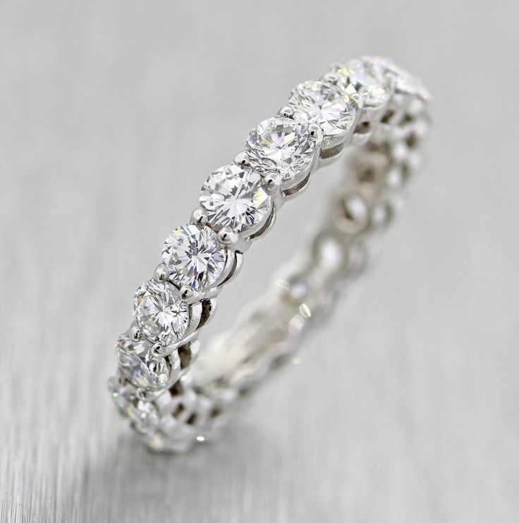 A Perfect 6TCW Solitaire Cut Russian Lab Diamond Wedding Bands Eternity Infinity...
