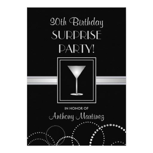 30th Birthday Surprise Party Silver & Black Announcement