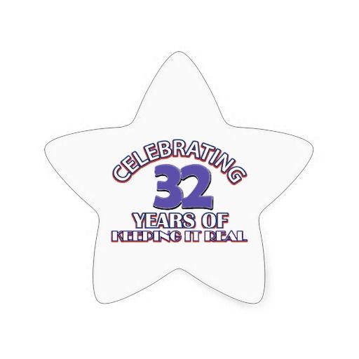 32 birthday design star stickers