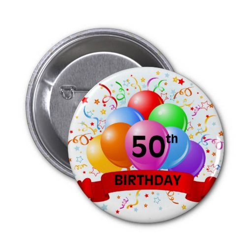 50th Birthday Banner Balloons Pins