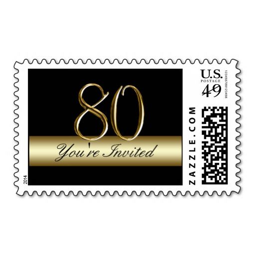 Black Gold 80th Birthday Party Postage