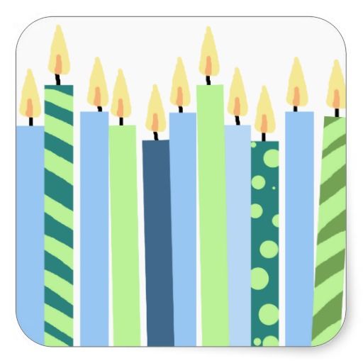 Blue and Yellow Candles Boys Birthday Square Sticker
